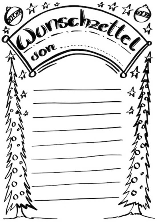 Zeichnen Wunschzettel zum Ausdrucken für Kinder