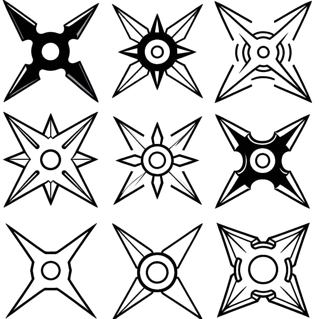 Zeichnen Wurfsterne kostenlos druckbar