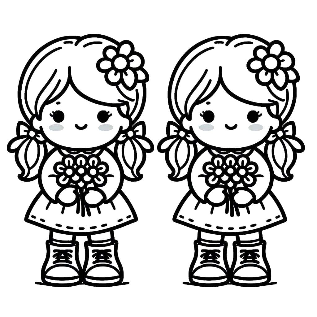 Zeichnen Zwillinge kostenlos für Kinder