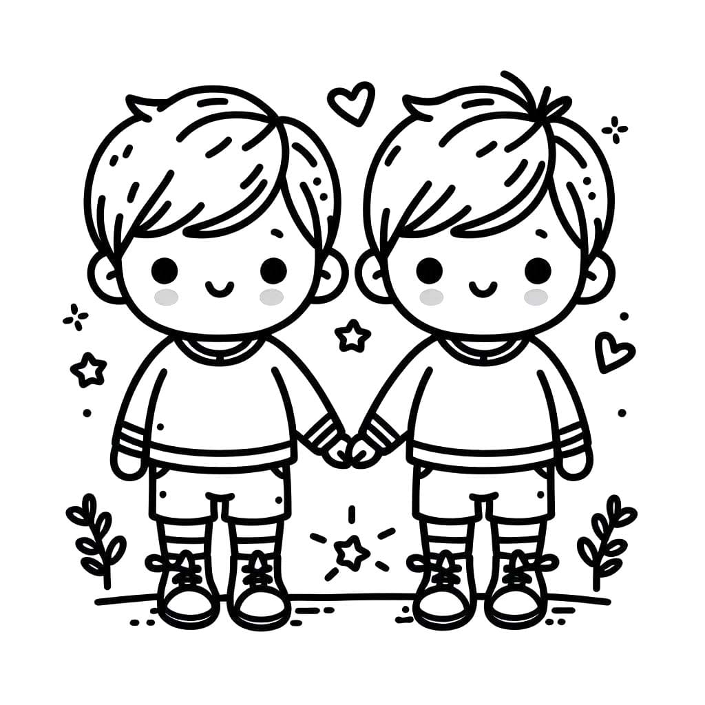 Zeichnen Zwillinge schlicht bei Kindern