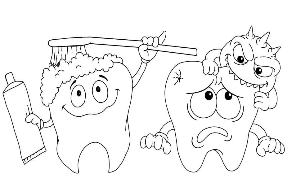 Druckbar Zähne, Zahnpflege und Zahnfee