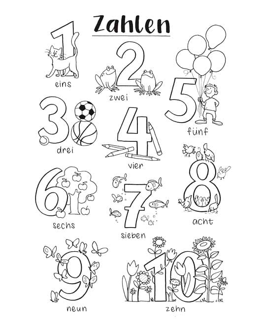 Zahlen ausmalbilder