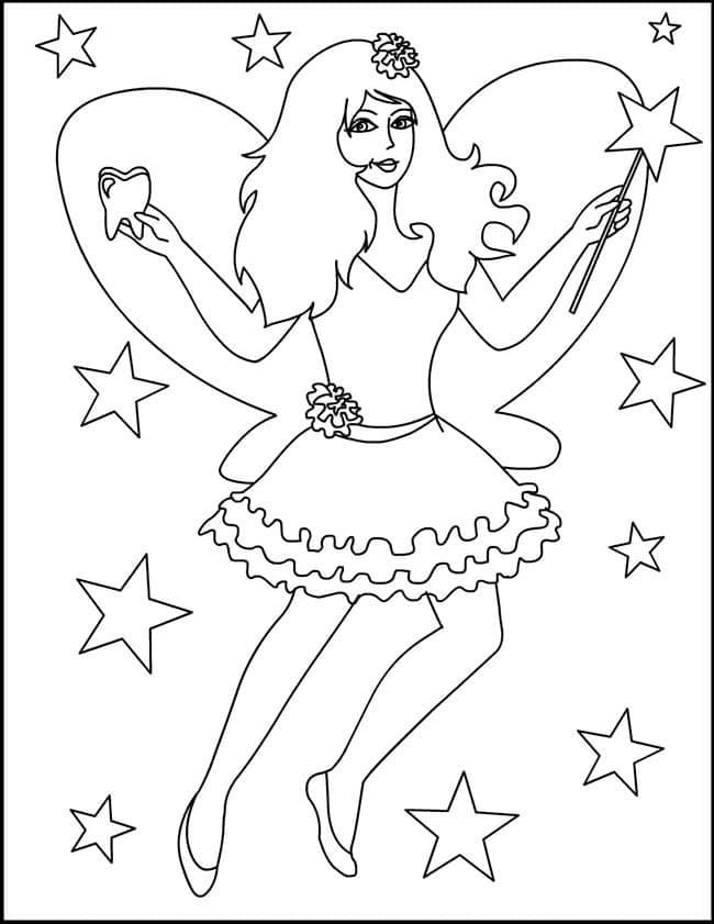 Zeichnen Zähne, Zahnpflege und Zahnfee zum Ausdrucken für Kinder