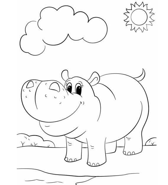 Zeichnen Nilpferd Einfach