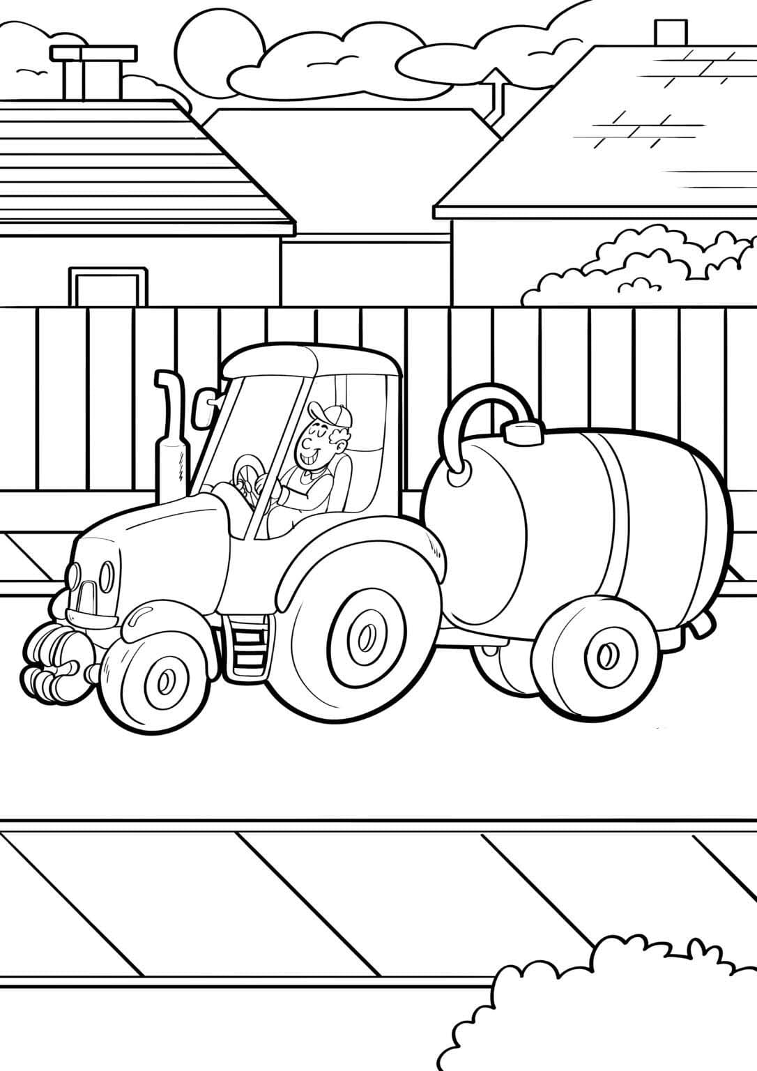 Bild Traktor mit Anhänger druckbar