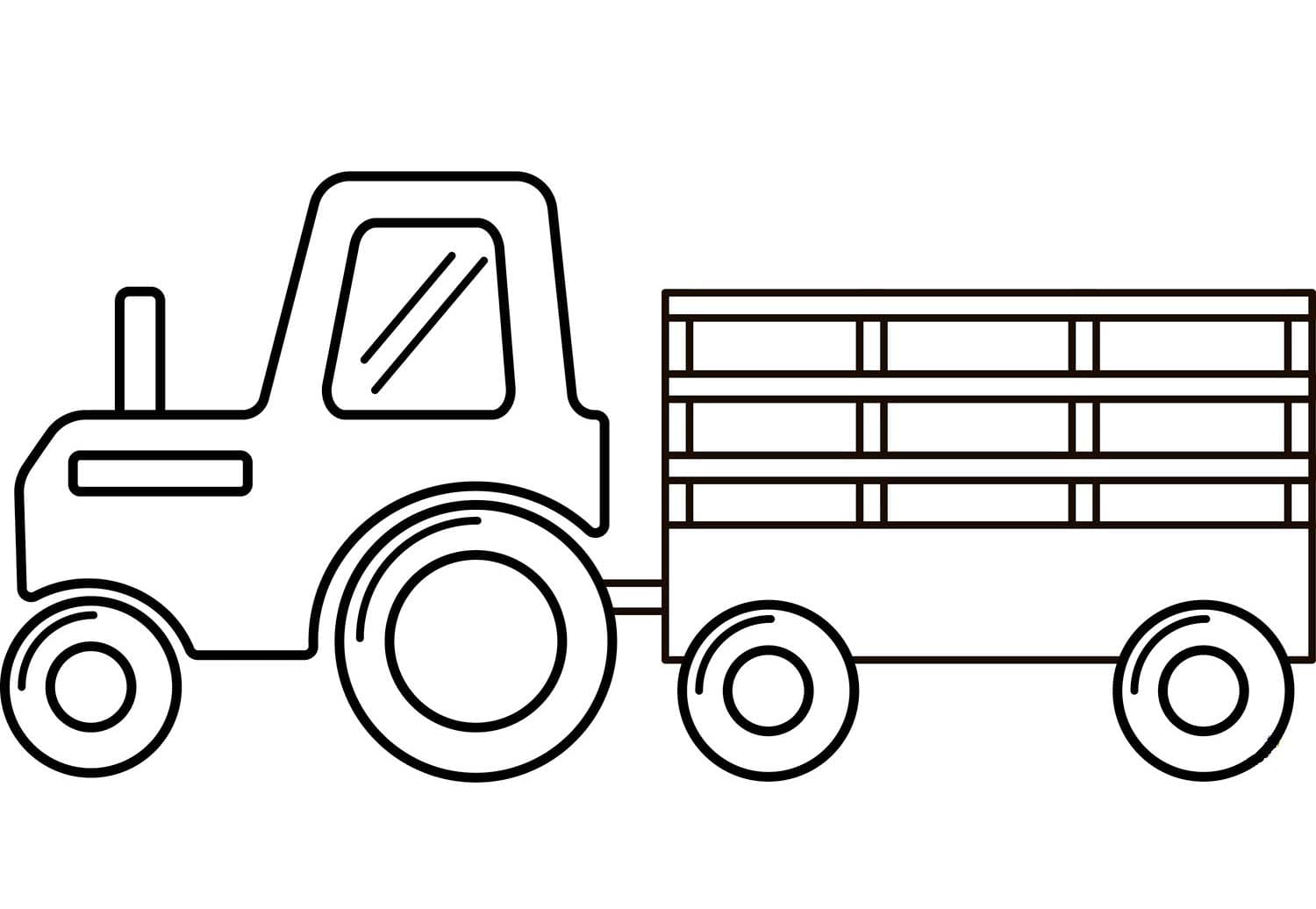 Bild Traktor mit Anhänger kostenlos druckbar