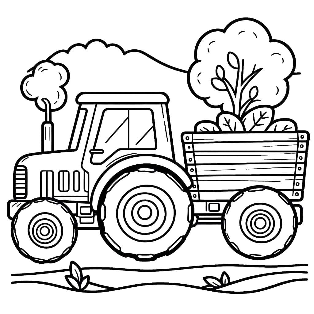 Druckbar Traktor mit Anhänger