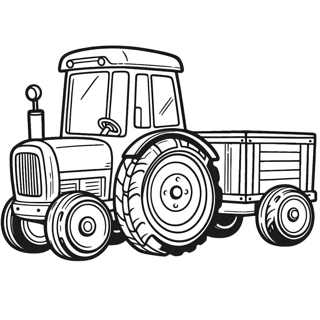 Kostenlos druckbar Traktor mit Anhänger