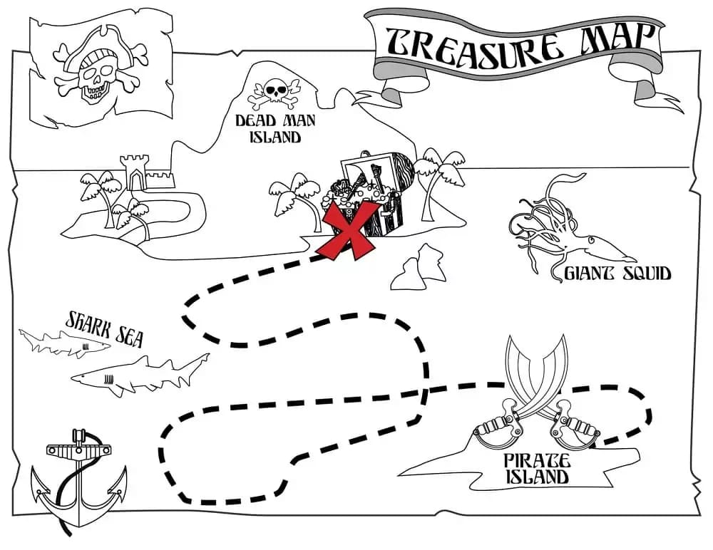 Schatzkarte druckbar bei Kindern