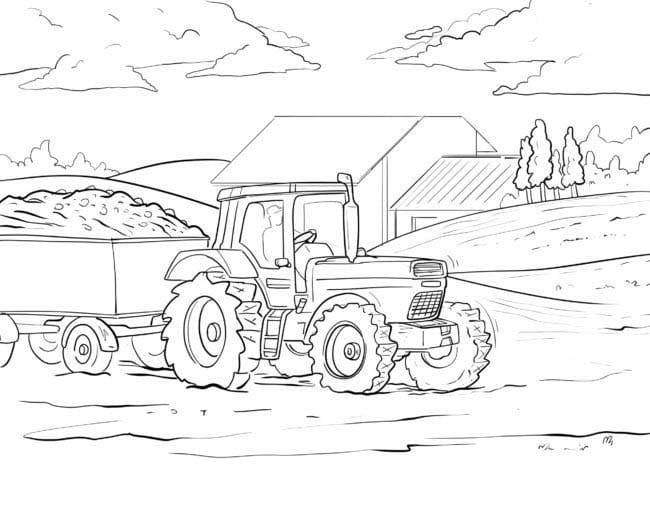 Traktor mit Anhänger druckbar