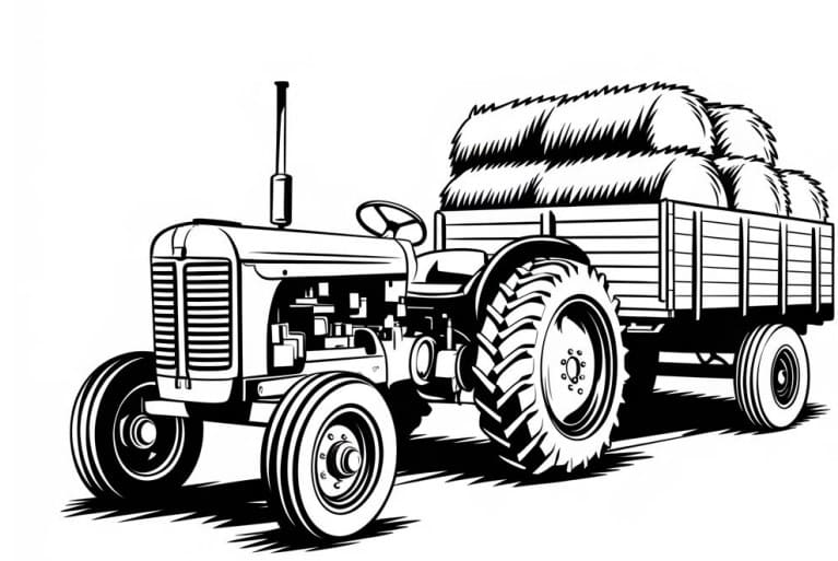 Traktor mit Anhänger druckbare schlicht