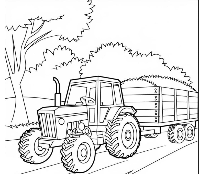 Traktor mit Anhänger zum Ausdrucken