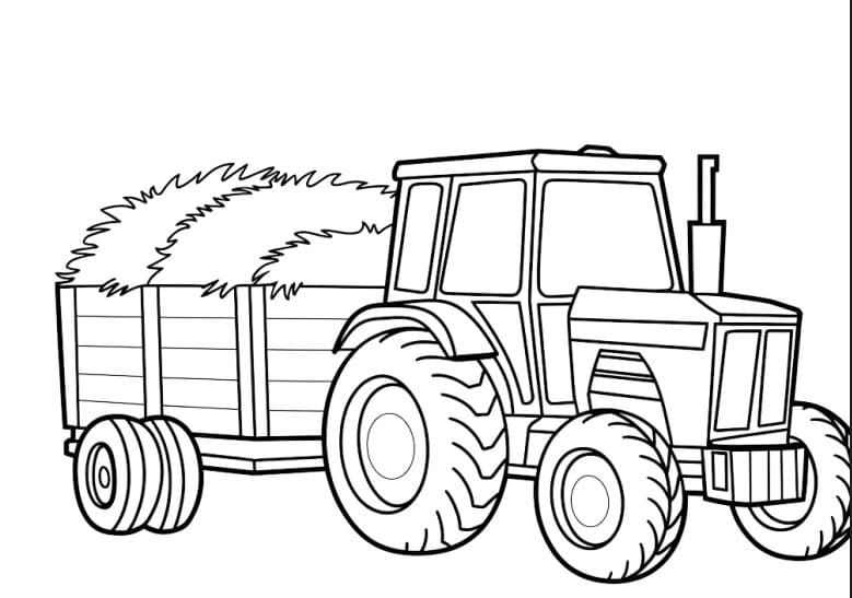 Traktor mit Anhänger zum Ausdrucken für Kinder