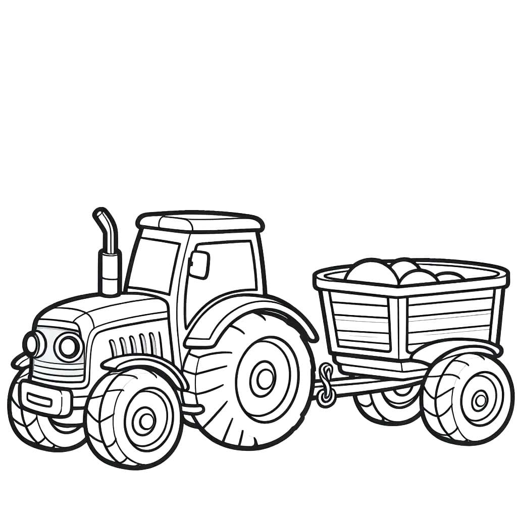 Zeichnen Traktor mit Anhänger basisch