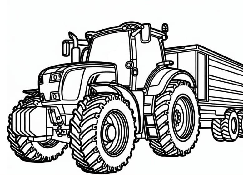 Zeichnen Traktor mit Anhänger druckbare basisch