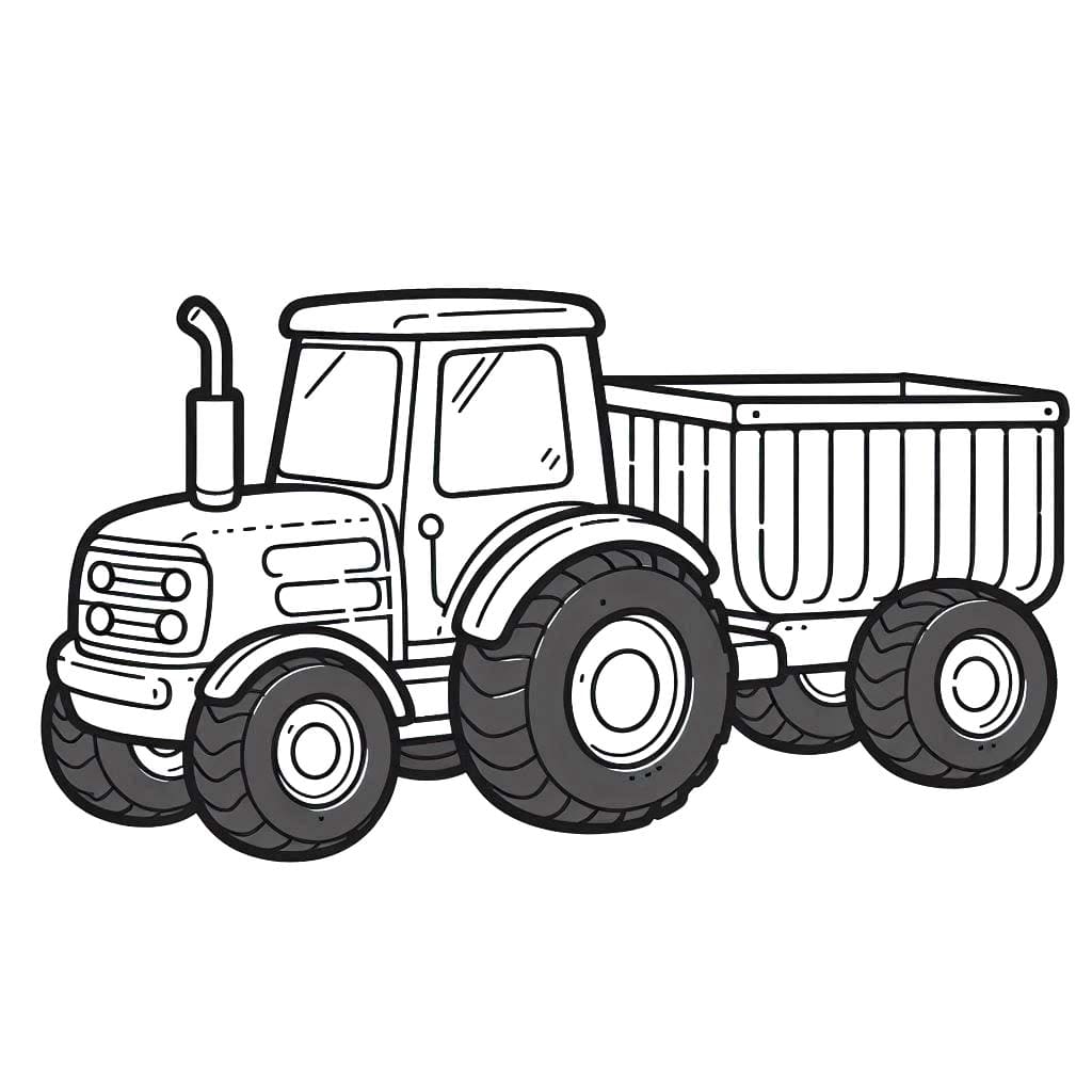 Zeichnen Traktor mit Anhänger für Kinder