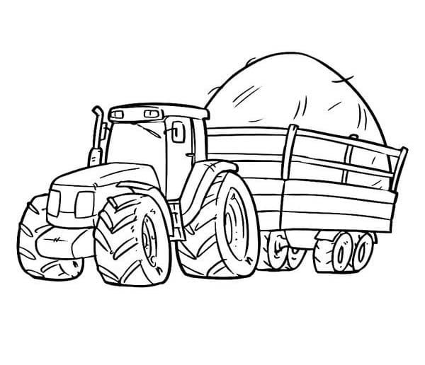 Zeichnen Traktor mit Anhänger kostenlos