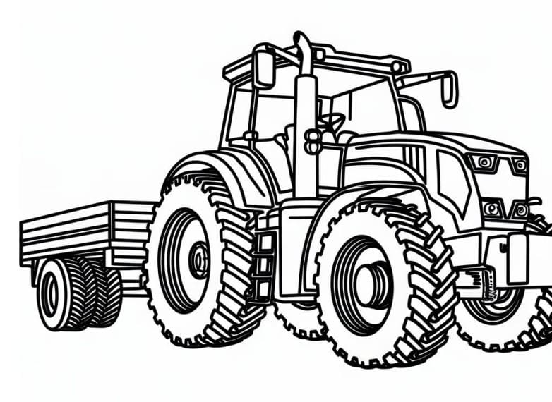 Zeichnen Traktor mit Anhänger kostenlos basisch