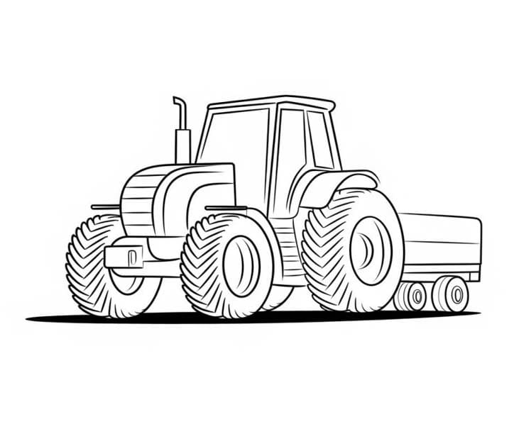 Zeichnen Traktor mit Anhänger zum Ausdrucken