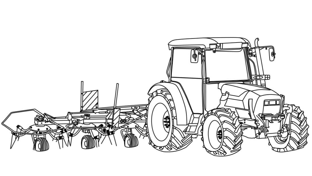 Zeichnen Traktor mit Anhänger zum Ausdrucken für Kinder