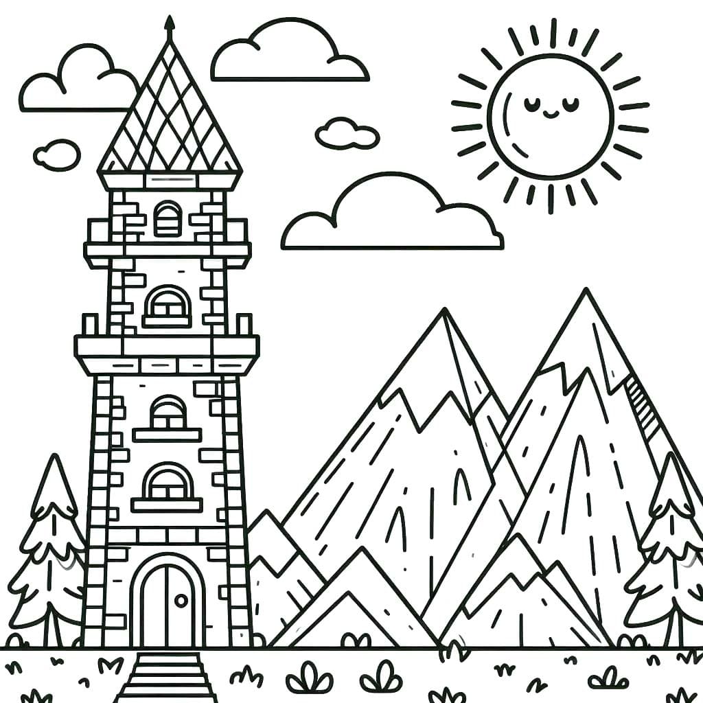 Zeichnen Turm druckbare schlicht