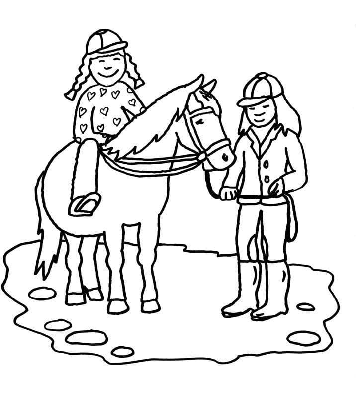 Zeichnung Reiterhof druckbar bei Kindern