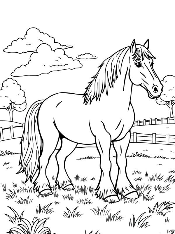 Zeichnung Reiterhof druckbare schlicht