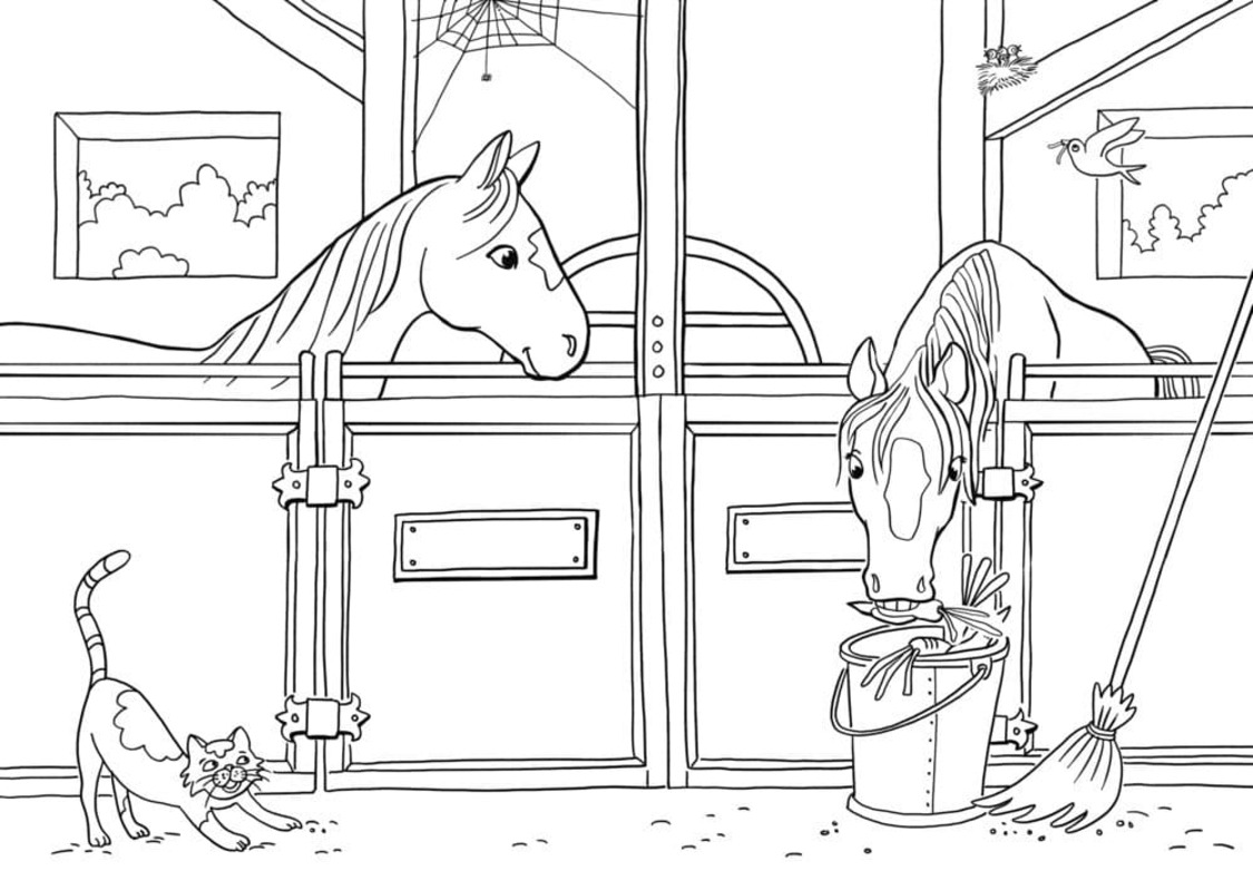 Zeichnung Reiterhof kostenlos druckbar