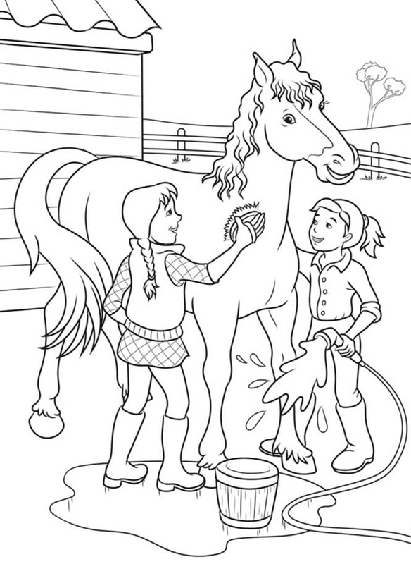 Zeichnung Reiterhof schlicht für Kinder