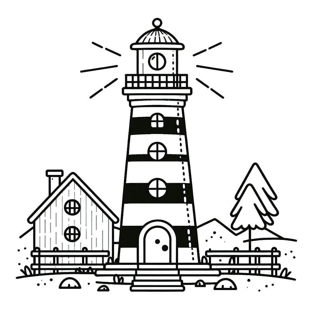 Zeichnung von Leuchtturm kostenlos druckbar