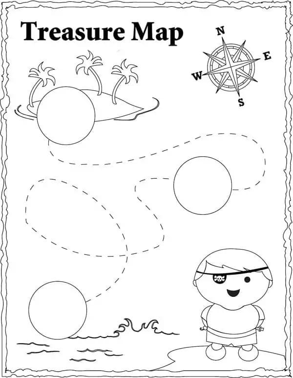 Ziehen Schatzkarte druckbar bei Kindern