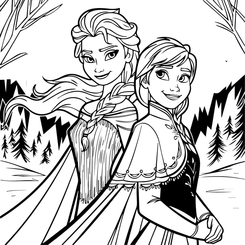 Elsa und Anna kostenlos druckbare schlicht