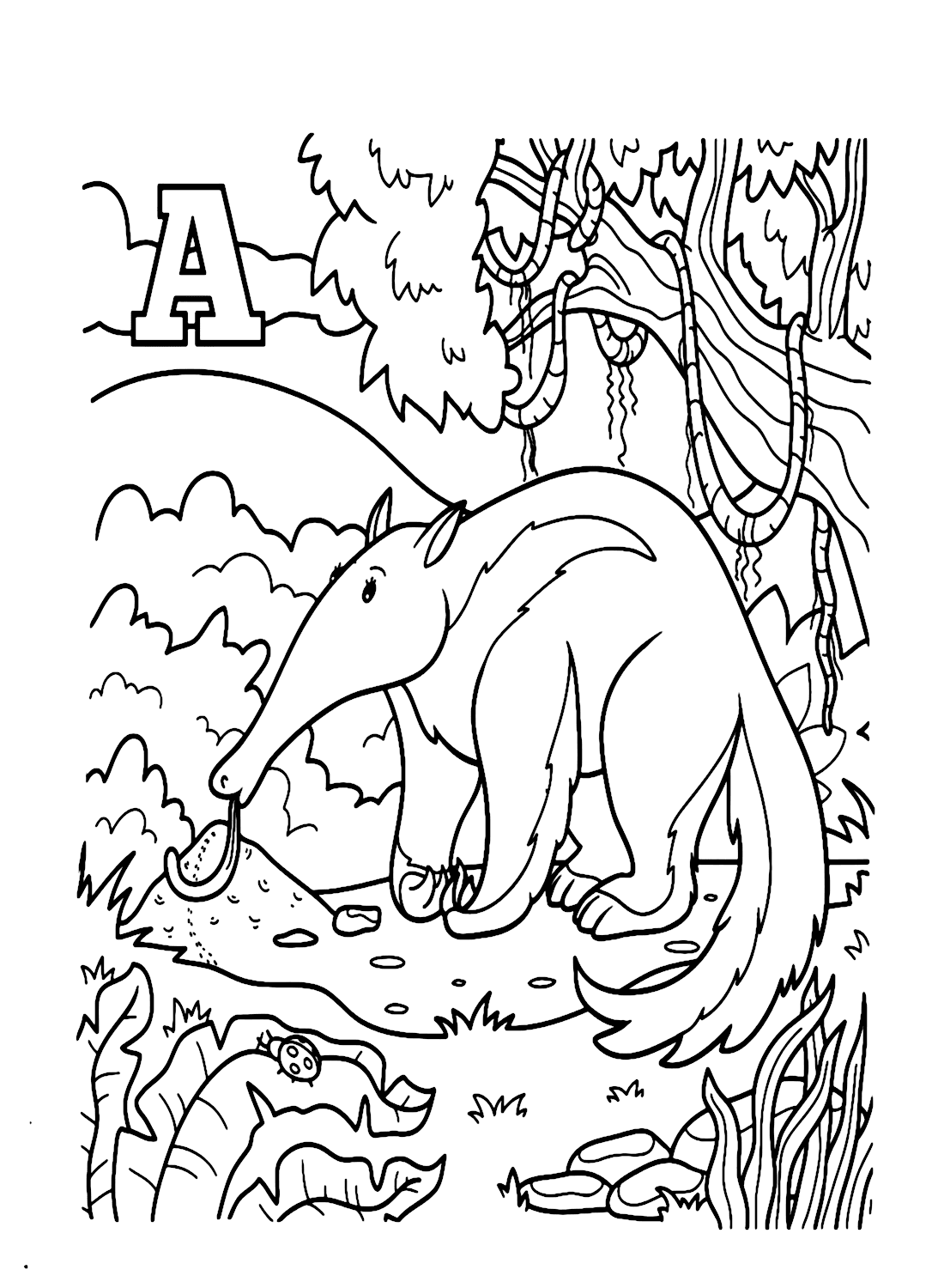 Zeichnen Ameisenbären im Wald