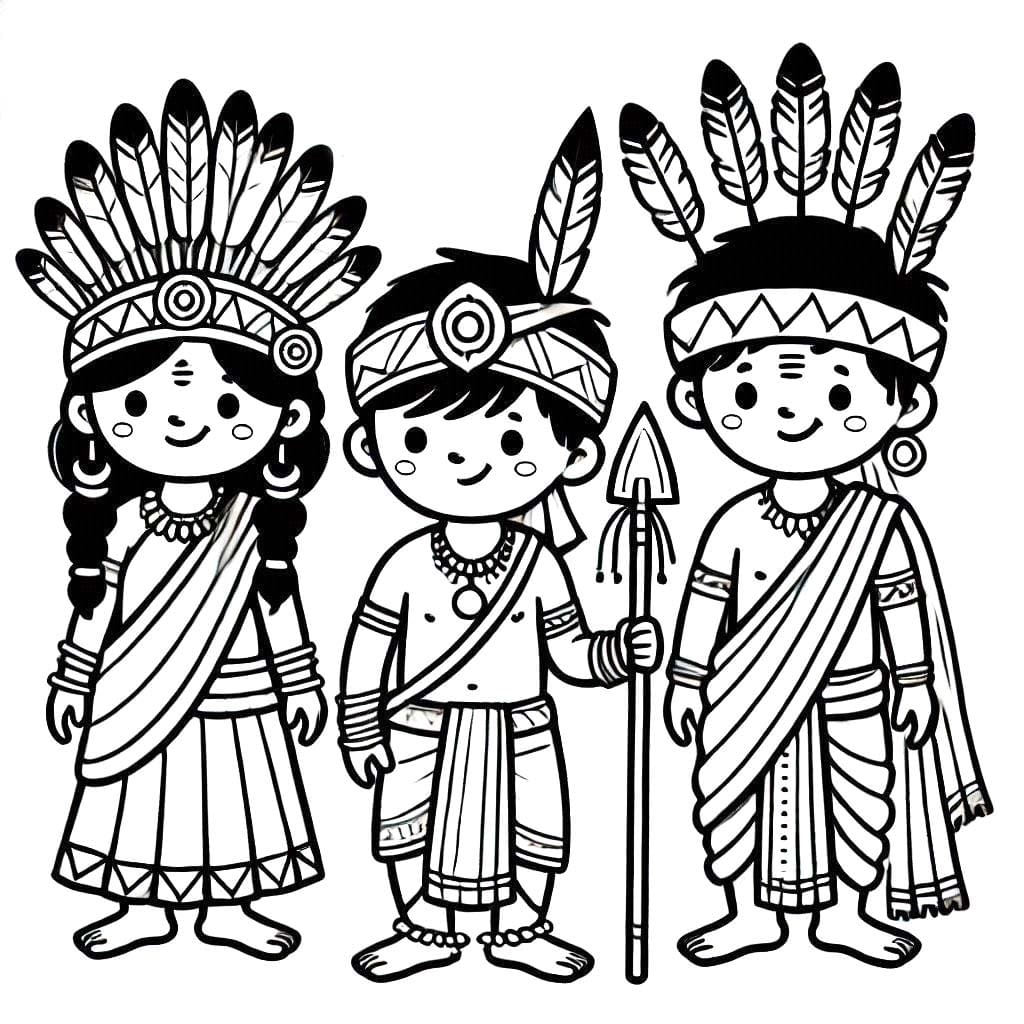 Zeichnen Indianer kostenlos für Kinder