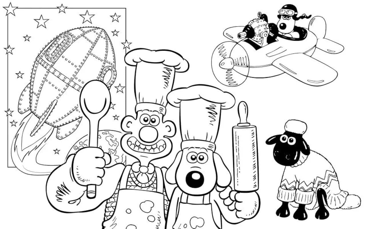Zeichnen Wallace und Gromit kostenlos für Kinder