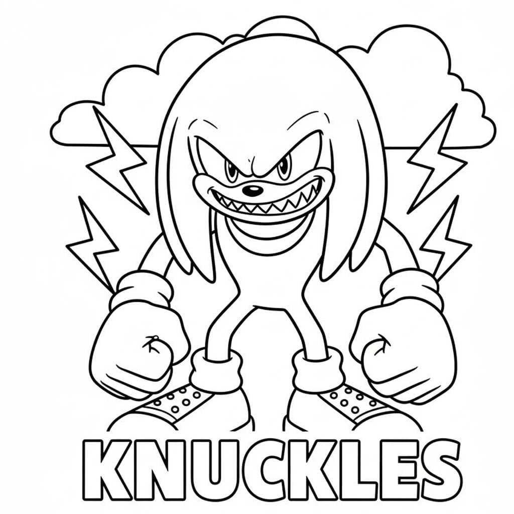 Zeichne Knuckles druckbare kostenlos