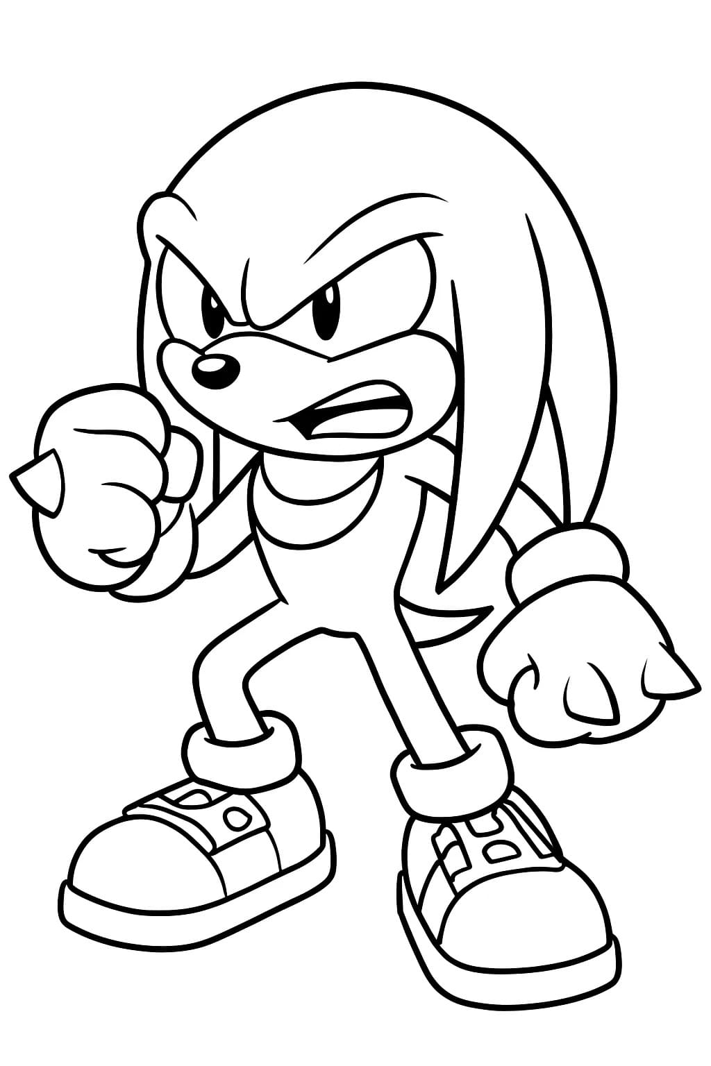 Zeichne Knuckles druckbare schlicht