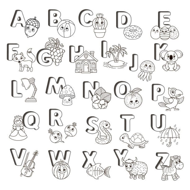 Zeichnen Alphabet druckbar für Kinder