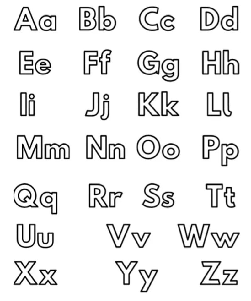 Zeichnen Alphabet druckbar schlicht