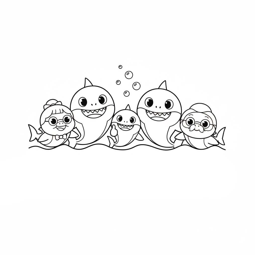 Zeichnen Baby Shark druckbar für Kinder