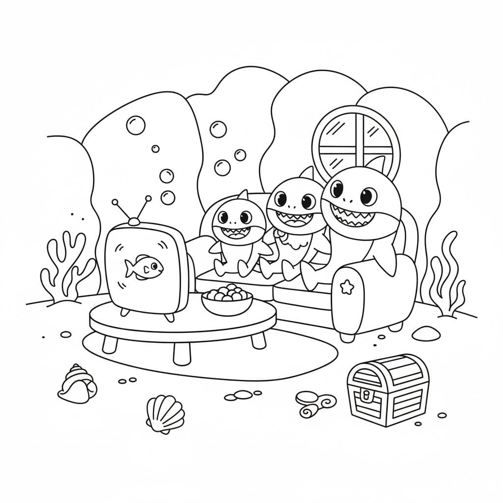 Zeichnen Baby Shark kostenlos für Kinder