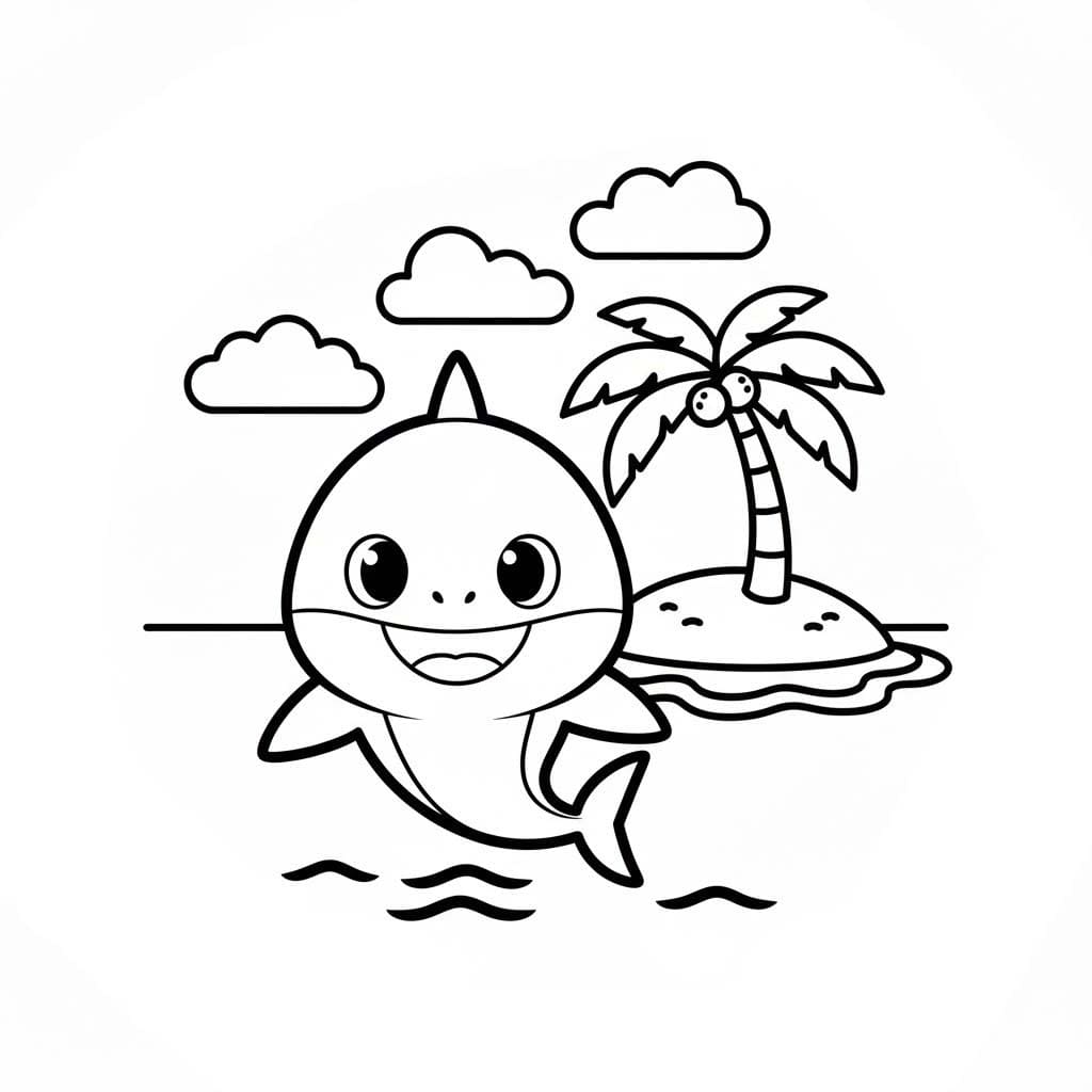 Zeichnen Baby Shark zum Ausdrucken für Kinder