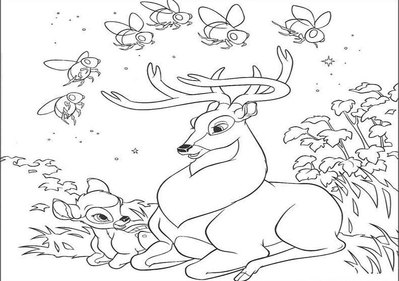Zeichnen Bambi kostenlos druckbare schlicht