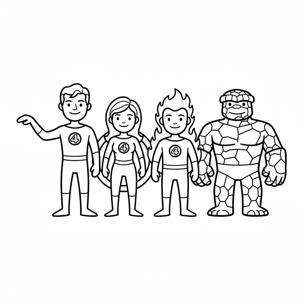 Zeichnen Fantastic Four druckbar schlicht
