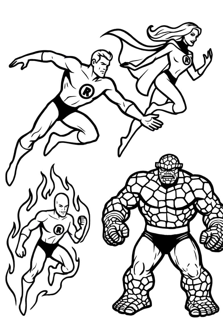 Zeichnen Fantastic Four kostenlos druckbar basisch