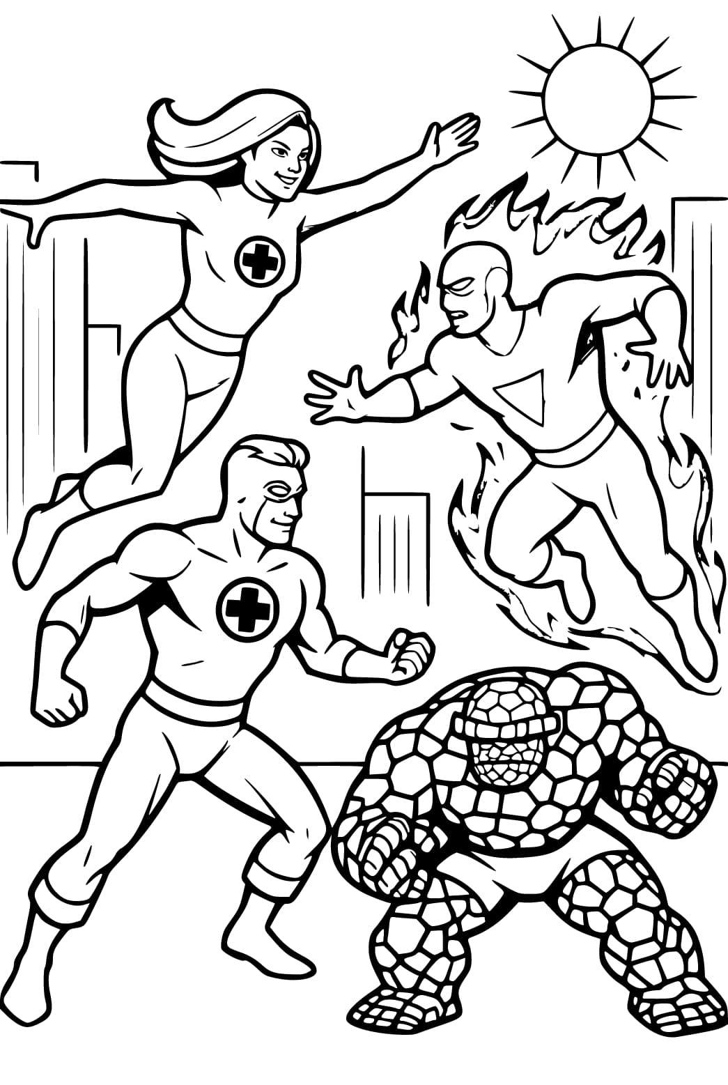 Zeichnen Fantastic Four kostenlos druckbar einfach