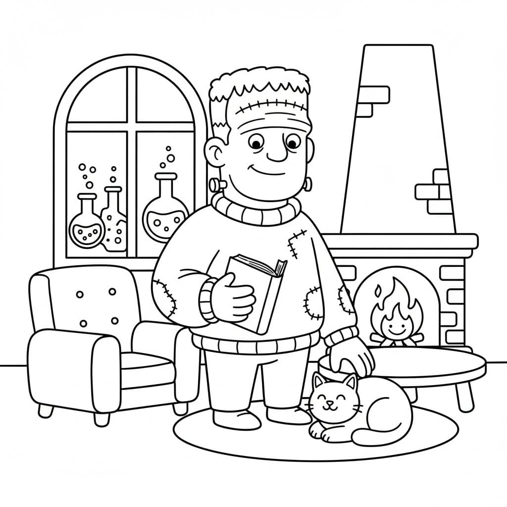 Zeichnen Frankenstein kostenlos für Kinder