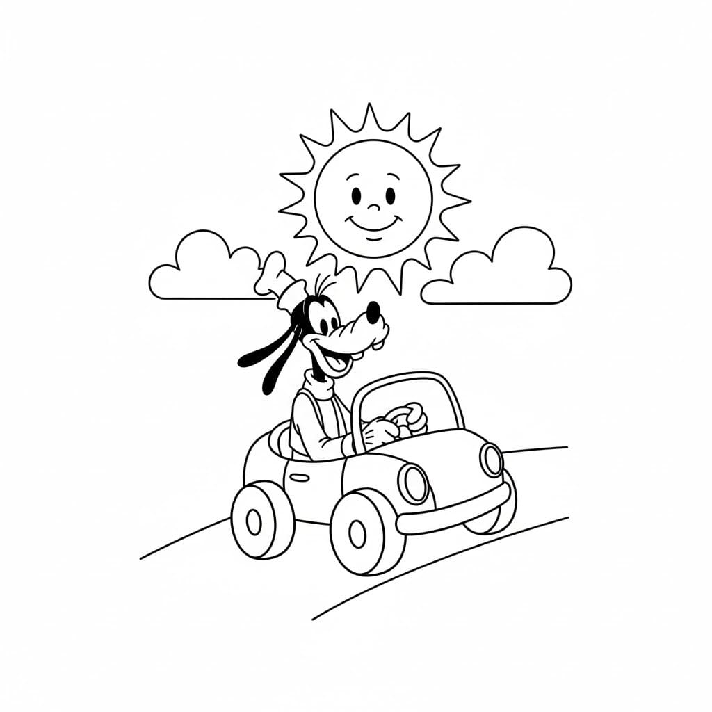 Zeichnen Goofy zum Ausdrucken für Kinder