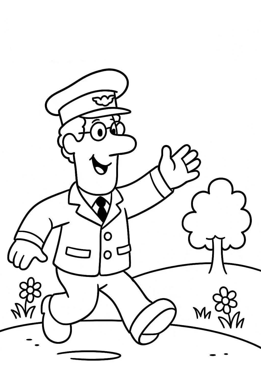 Zeichnen Postbote Pat druckbar für Kinder