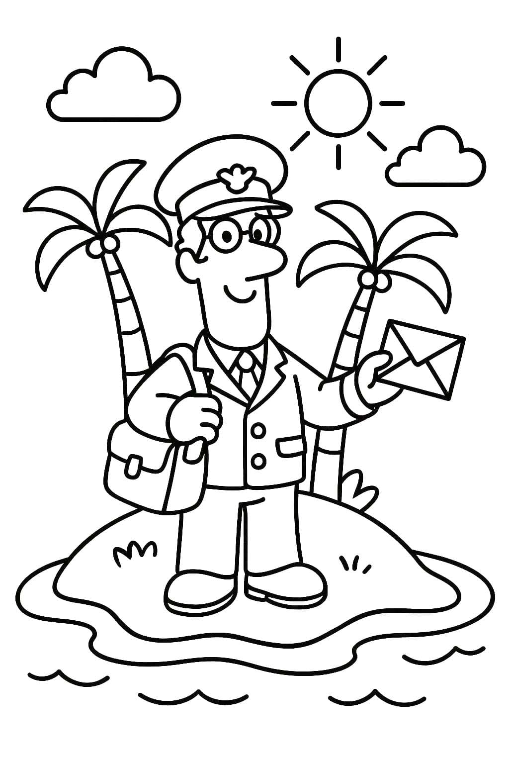 Zeichnen Postbote Pat zum Ausdrucken für Kinder